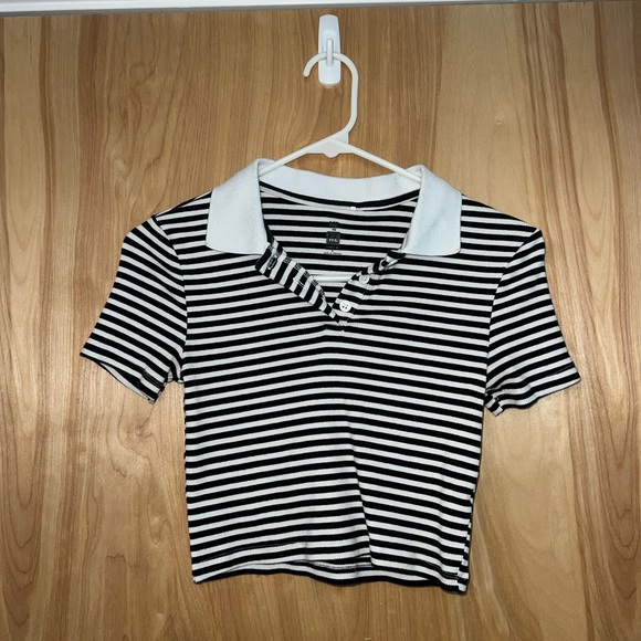 Pacsun Cropped Striped Collar Top - Picture 1 of 3